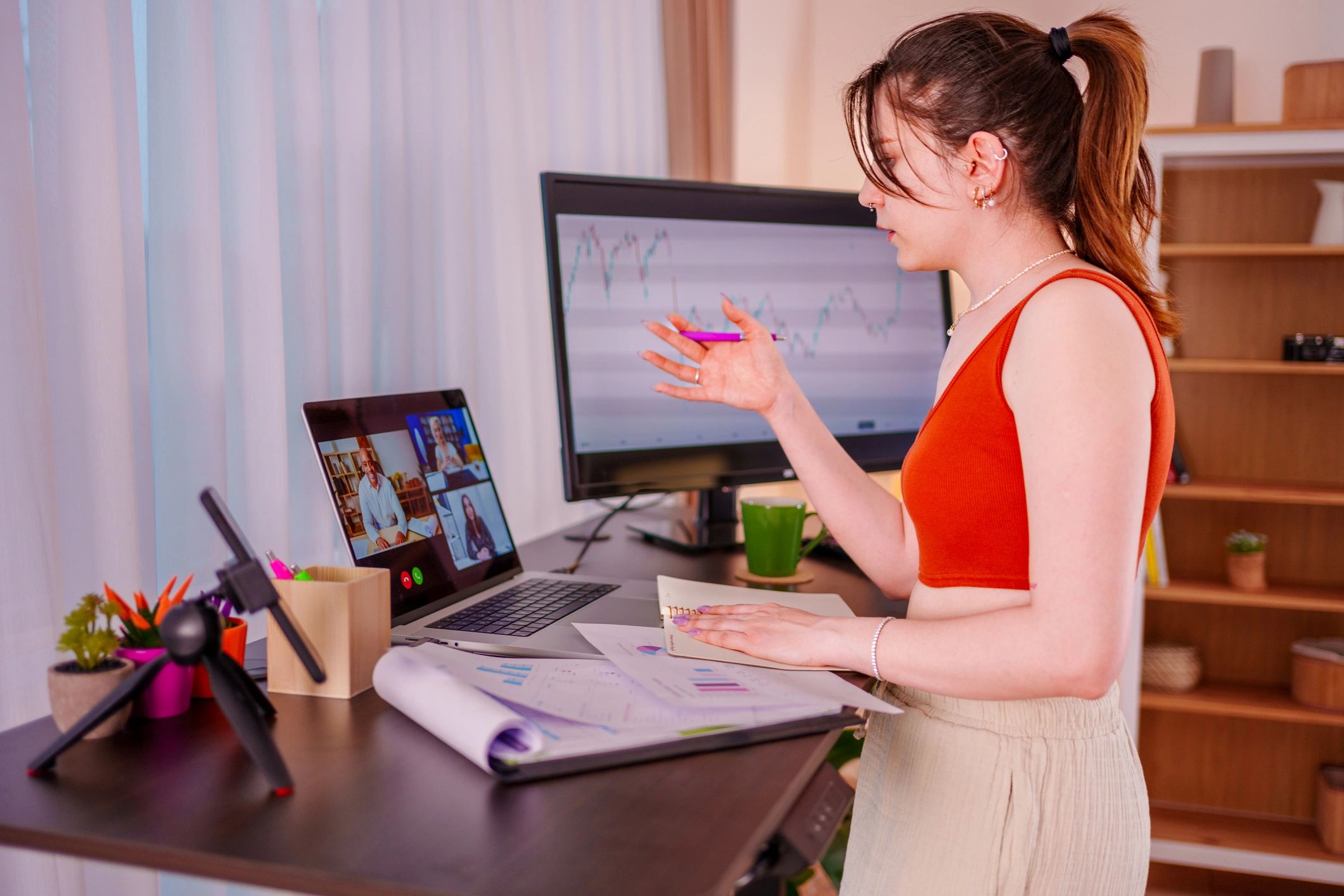 Writer researching and taking notes at a desk