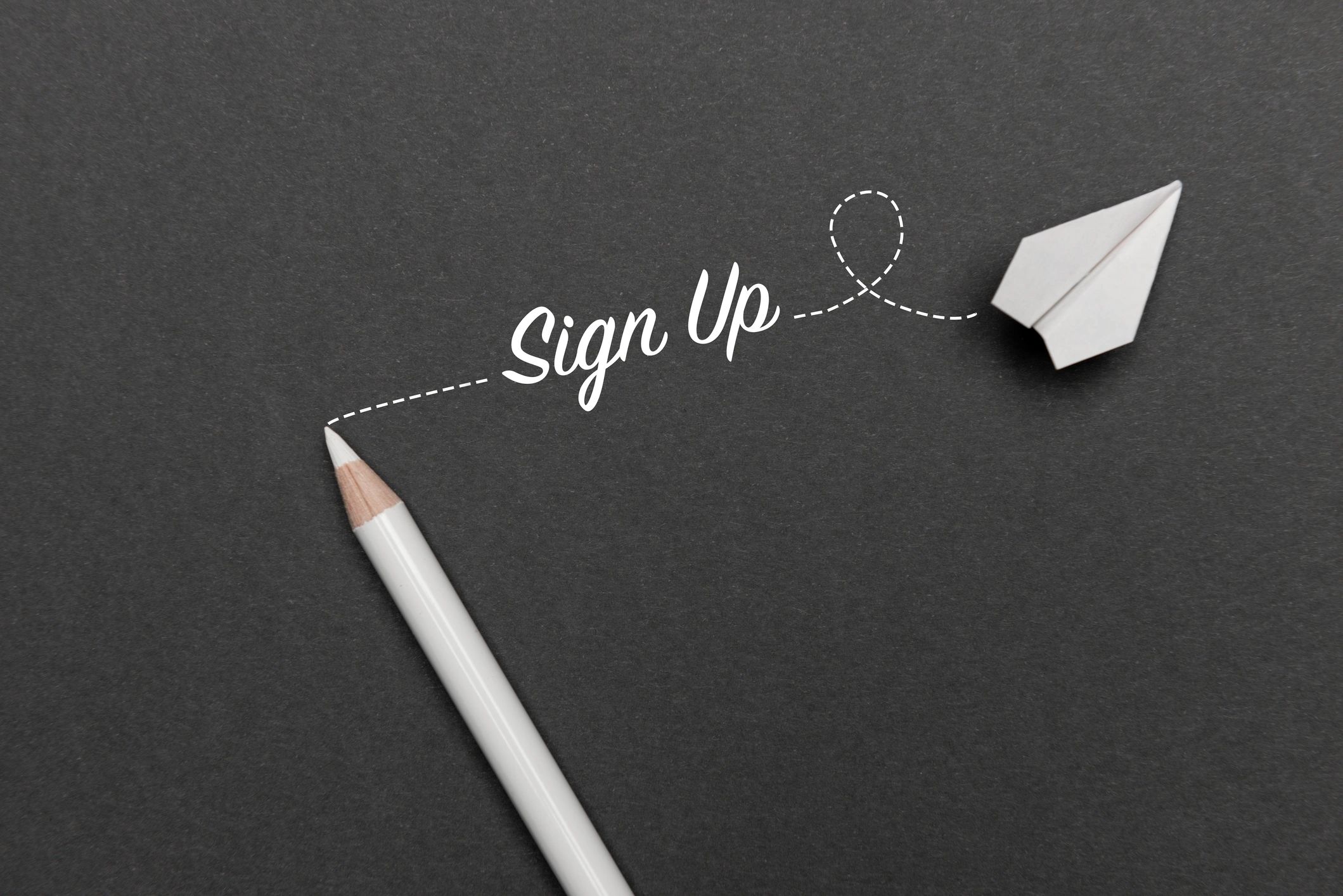 Sign up concept image with paper plane